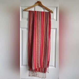 Lakhay's Collection Los Angeles Vintage Striped Boho Multicolored Pink Scarf